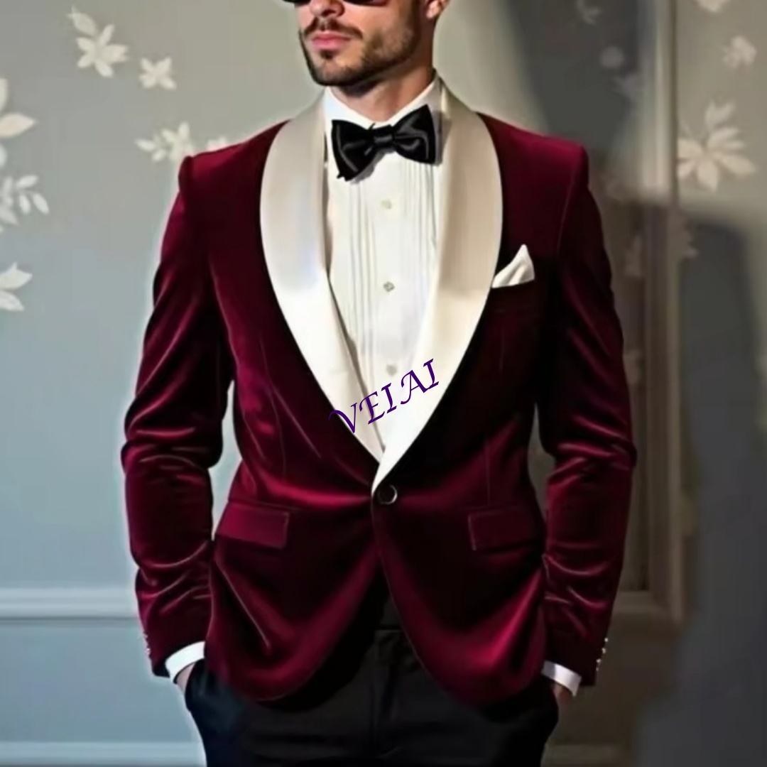 Men'S Grooming Daily - Bordo Kadife 2 Parça Erkek Smokin