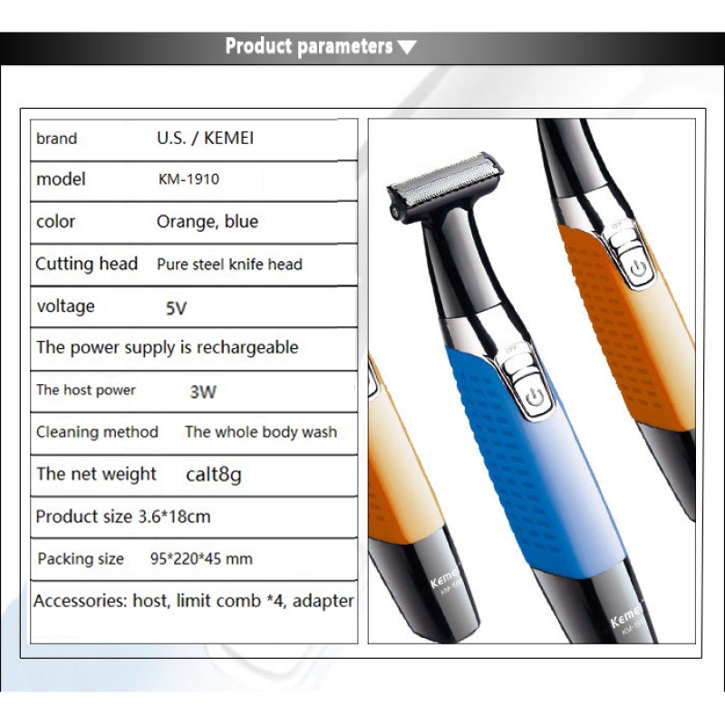 Kemei KM-1910 Şarj Edilebilir  - Men'S Face Grooming incelemesi ve fiyatı